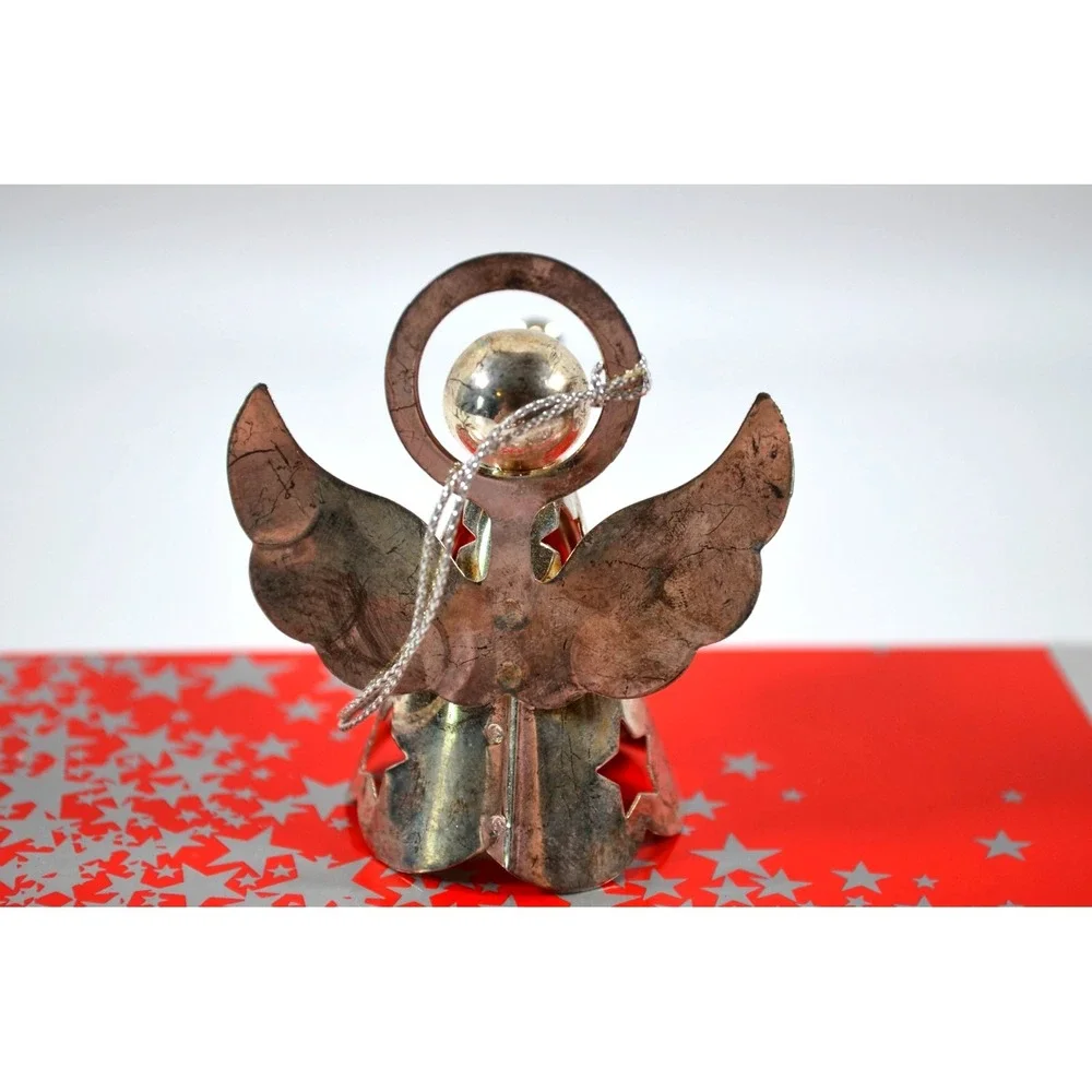 Vintage Avon Silverplated Angel w/ Horns Set of 4 Christmas Ornaments New in Box